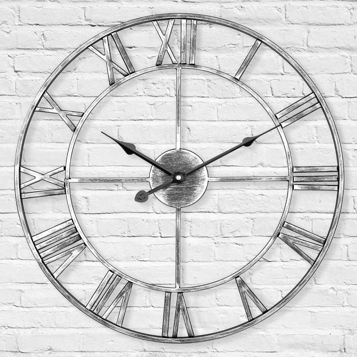 Omgoods - Stille Metalen Skeleton Wandklok - Vintage Roman Numeral Klok