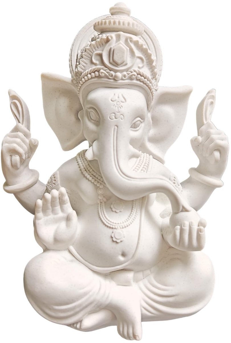 Omgoods - Ganesha Boeddha Beeld - Decoratief Woonaccessoire 13 cm Wit