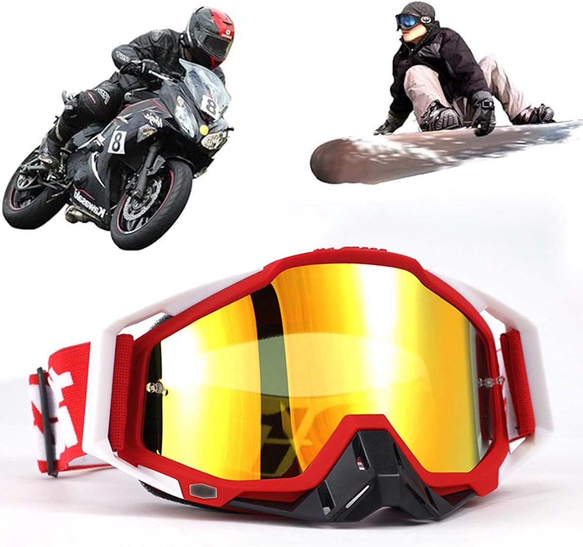 bril, winddichte stofdichte motorcross bril, skibril, Dirt Bike crossbril, anti-condens, UV skibril, off-road racing rijbril, voor fietsen, ATV, UTV (rood 4)