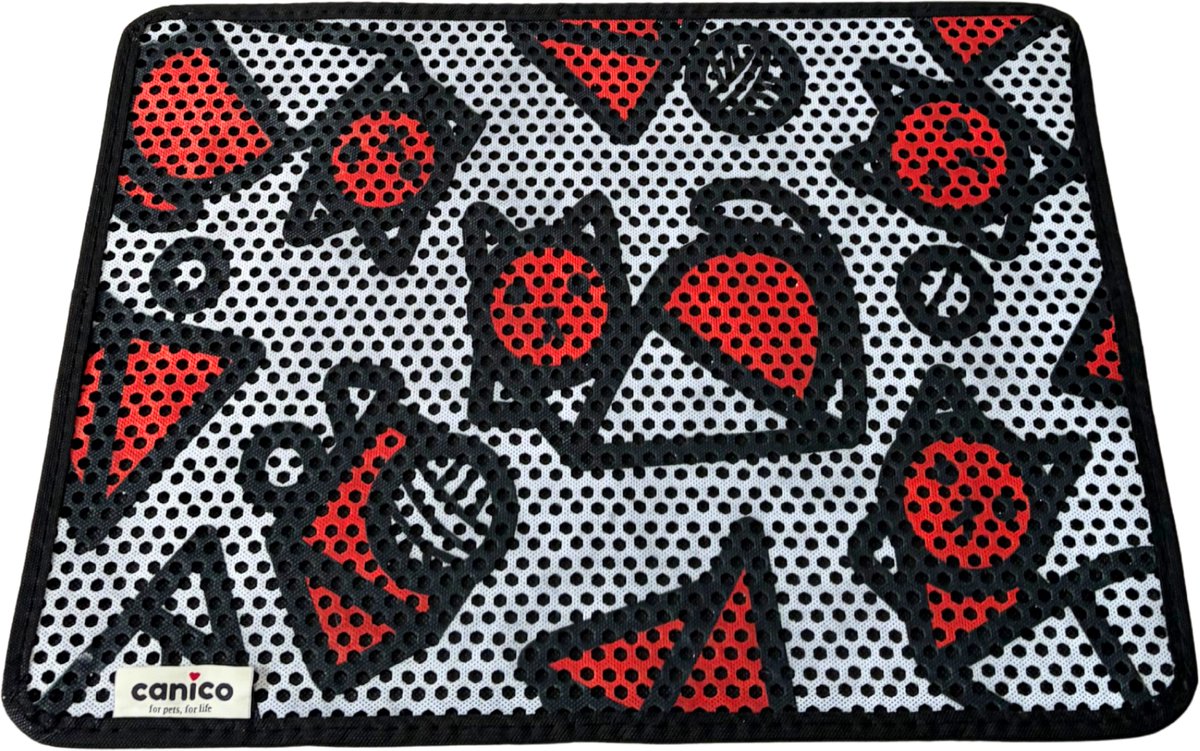 Canico Kattenbakmat - Uitloopmat - Rode Kattenkopjes - 60 x 45 cm