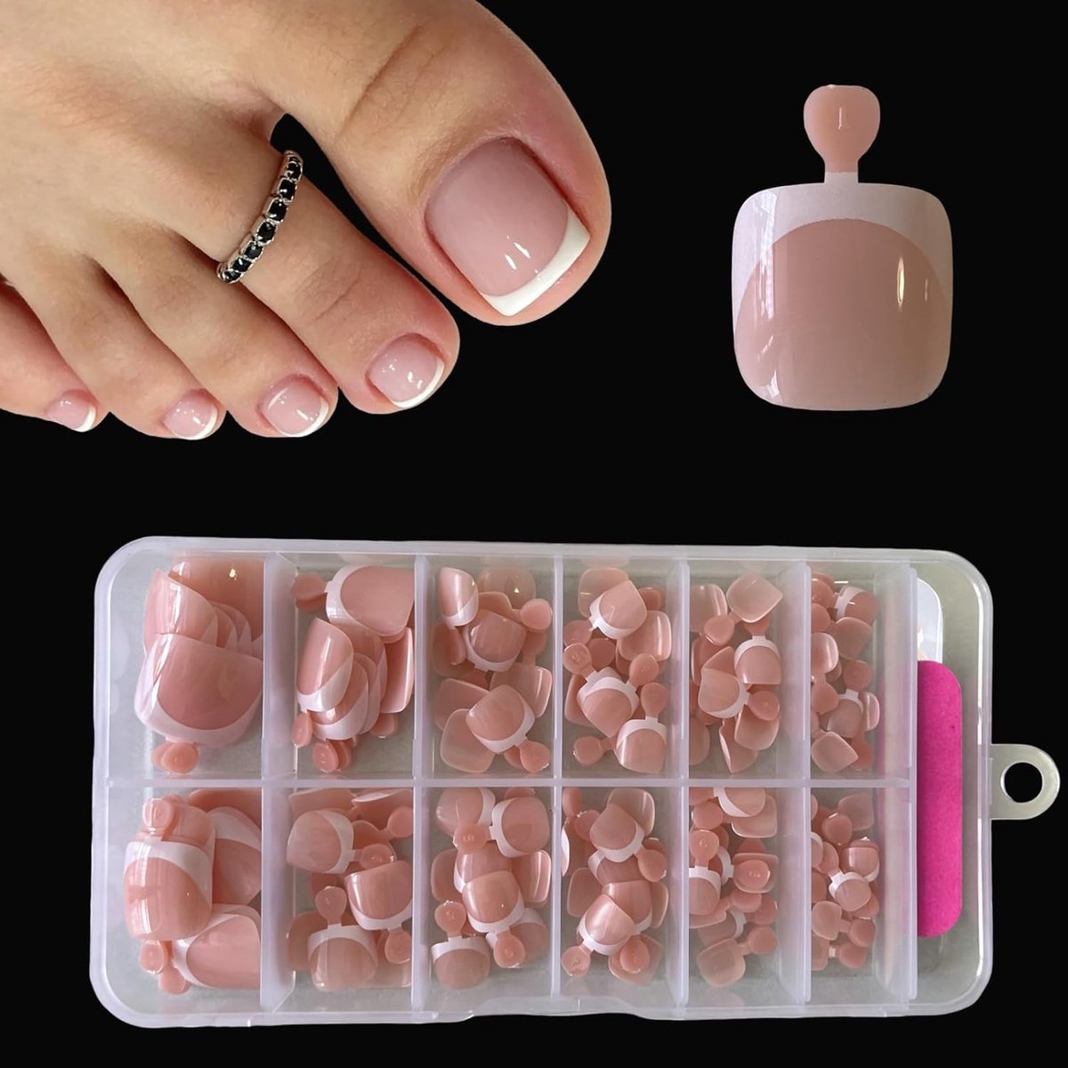 Druknagels, 120 Stuks Kunstnagels, Nepteennagels met Franse Tip, Nagelkunst voor Meisjes en Vrouwen, Maat 12