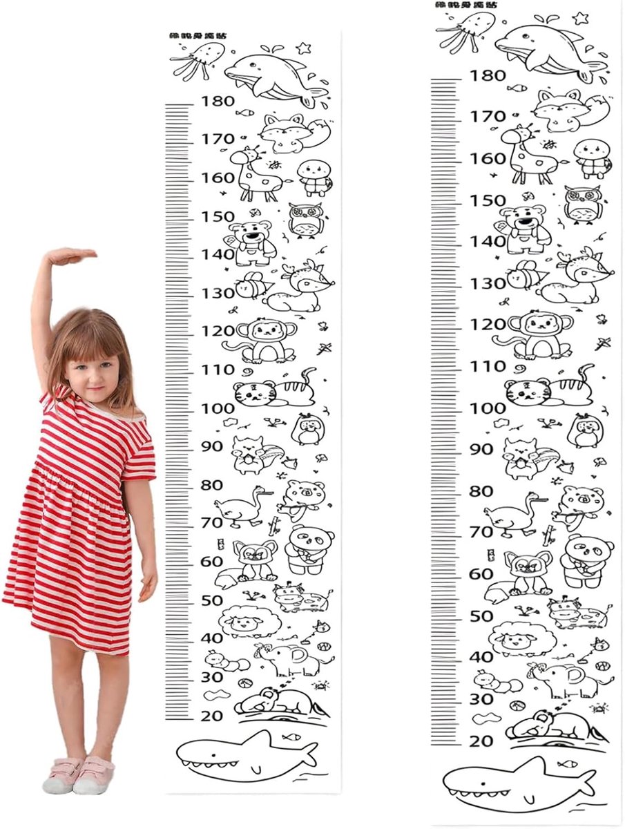 Muurstickers, decoratief, voor kinderen, zelfklevend, afneembaar, gekleurde dieren, muurstickers, voor groeien, Bambini Bambini-bord, 20-180 cm