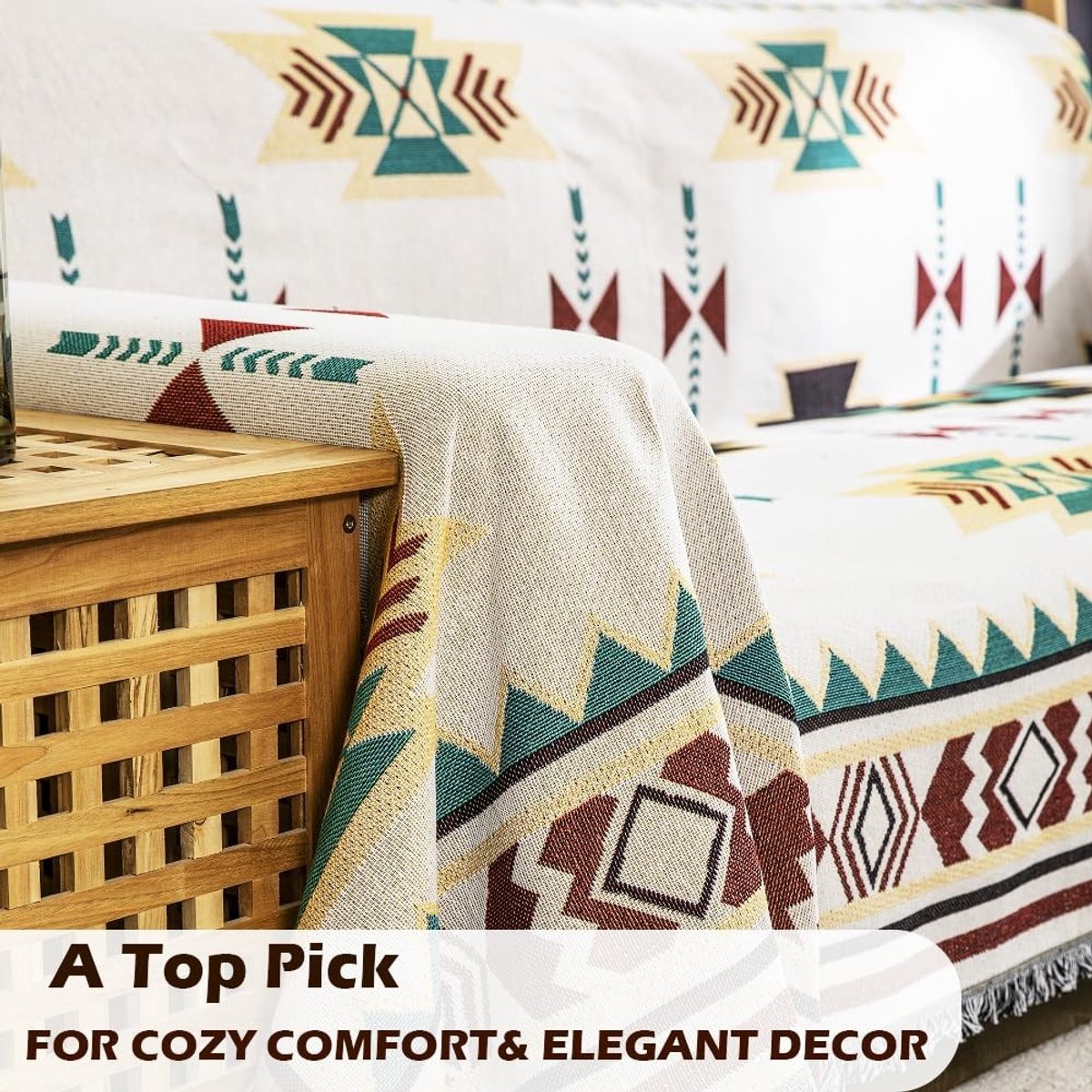 Omgoods - Aztec Sofa Throw Blanket met Troeven - 100% Handgeweven Katoen