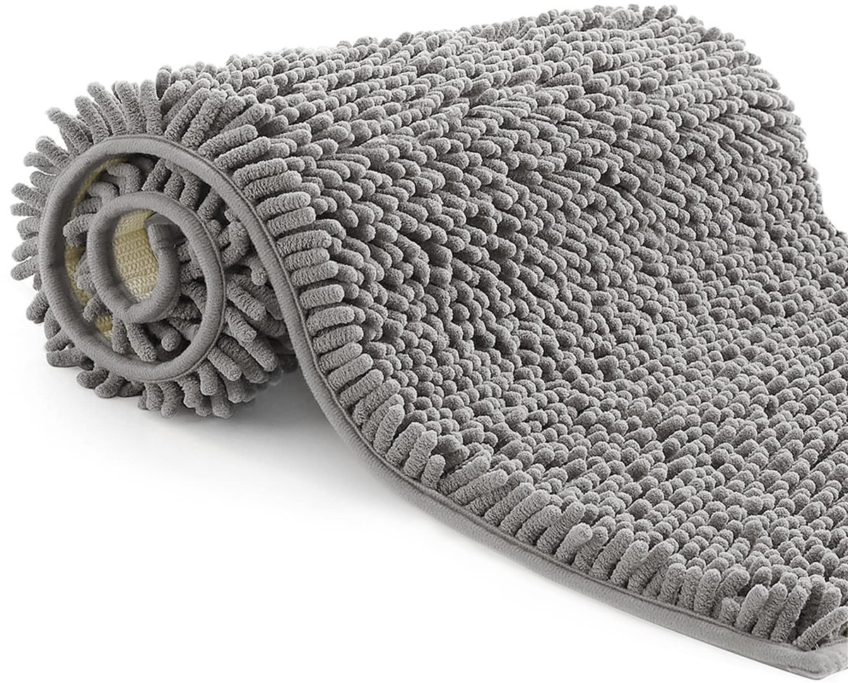 Omgoods - Badmat Non-Slip - Zachte Badmat 50x80 cm Grijs