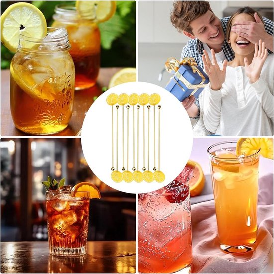 Metalen Roerstaafjes - Drankmixers Cocktail - Dranken Mengen - Roestvrij Staal - 10 stuks - Goud — afbeelding 2