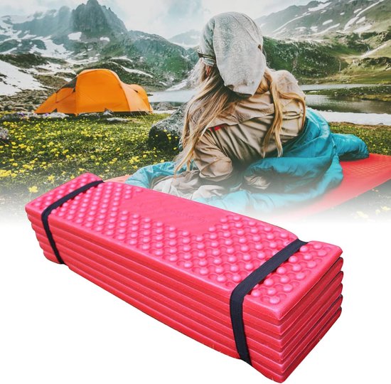 Opvouwbare Slaapmat - Kampeer Kussen - Buiten Slapen - Verdikt Eierkrat Design - 350 Gram - Rood Zwart — afbeelding 3