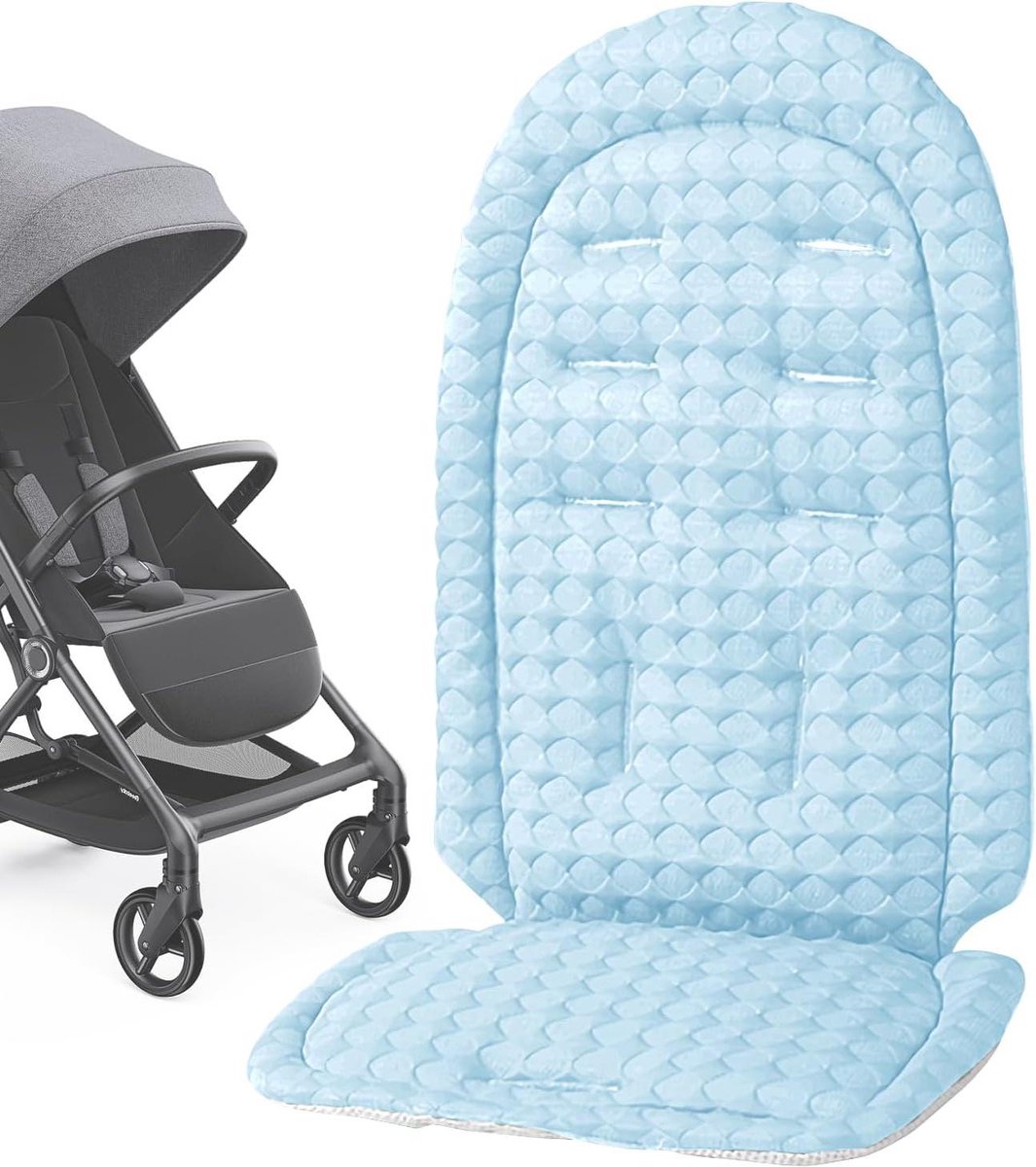 Wandelwagen Kussen - Baby Zitkussen - Comfortabel Reizen - Omkeerbaar Alle Seizoenen - 36x64cm - Blauw