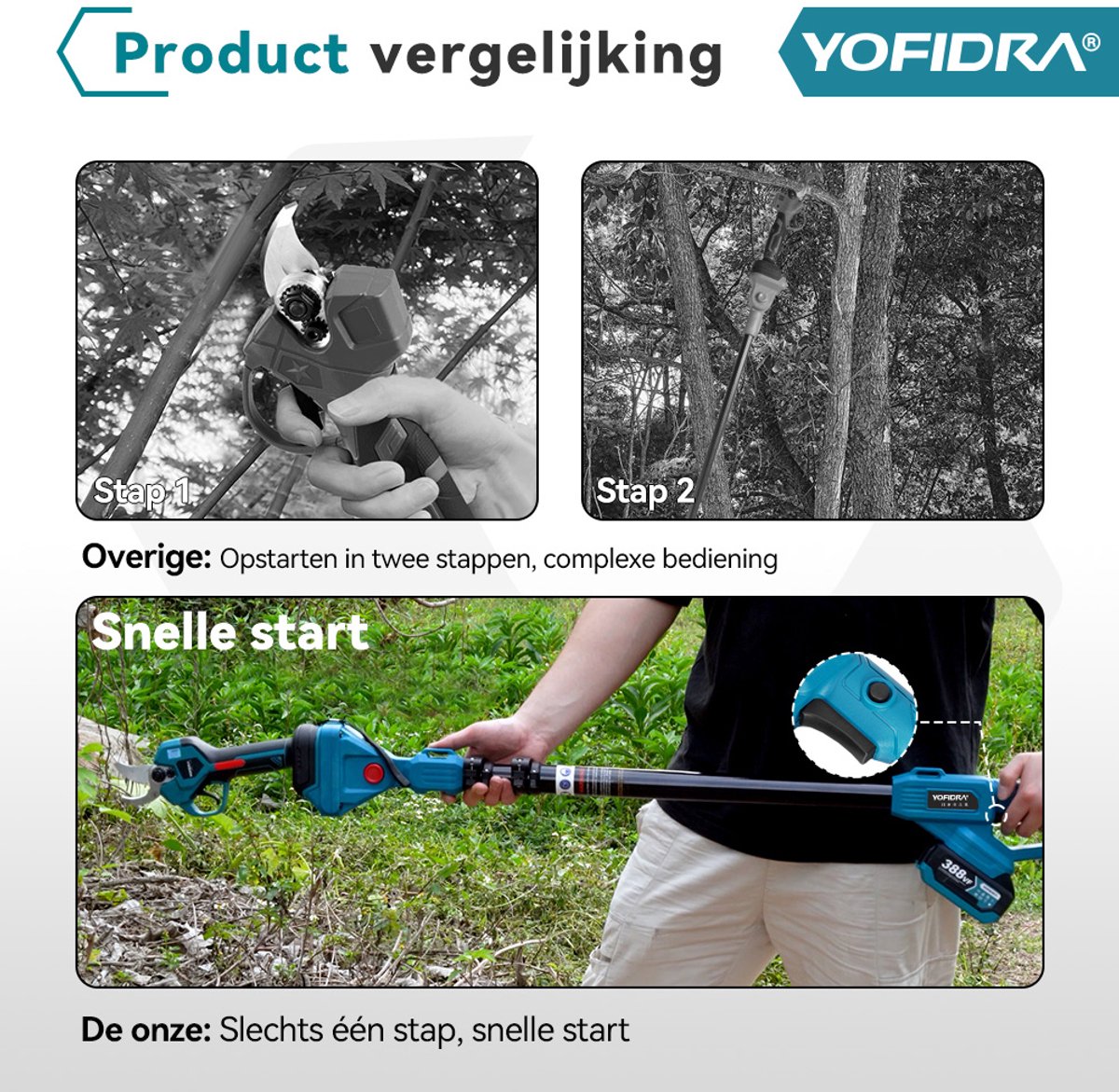 Yofidra telescopische elektrische kettingzaag + snoeischaar thumbnail 4