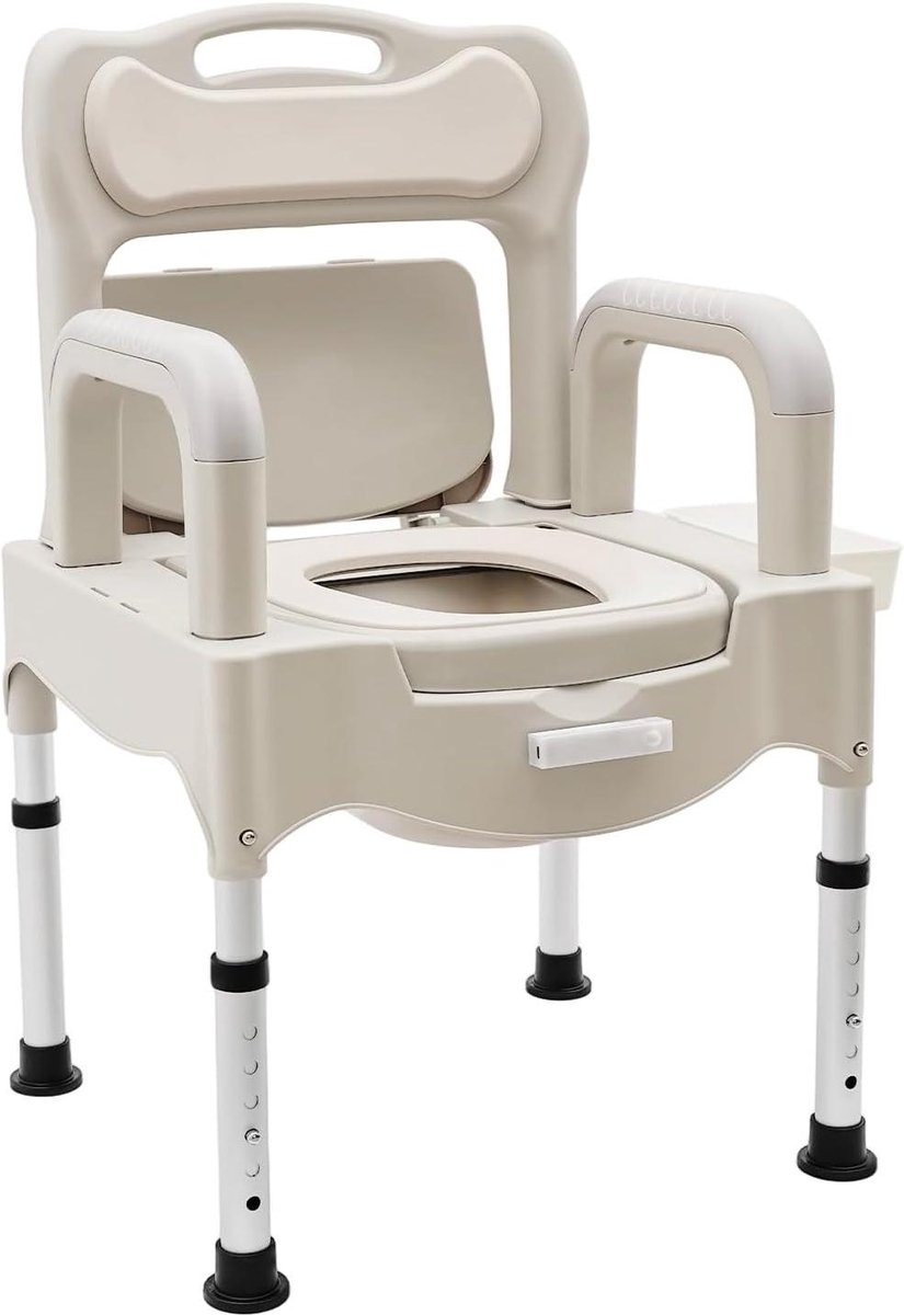 Toiletstoel - Verhoogd Toilet - Veilig Zitten - Inclusief Nachtlampje - Tot 250 kg - Grijs Wit