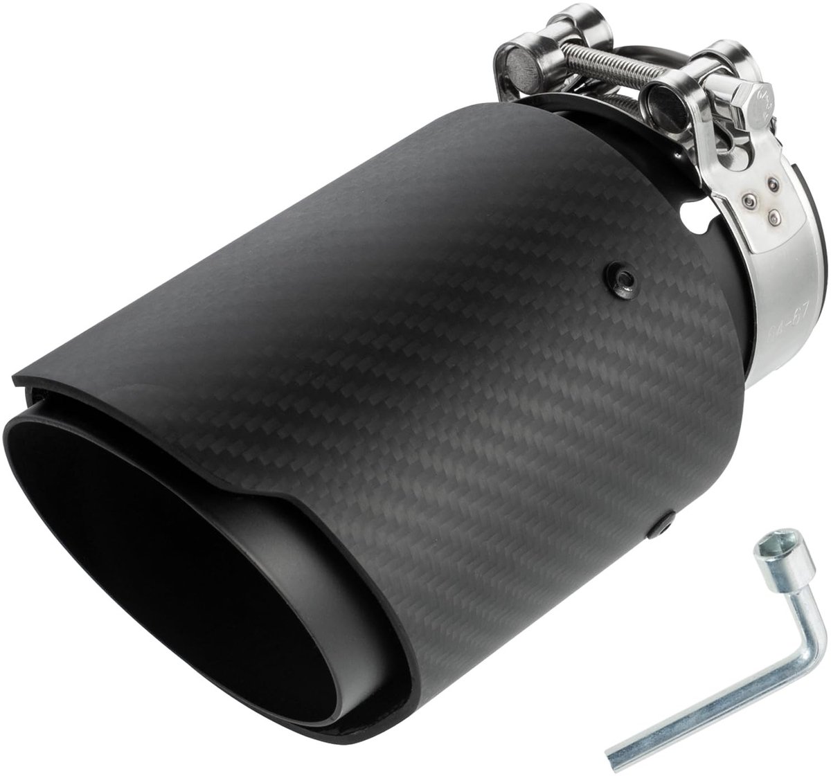 Dailygoods - Catekro Uitlaatpunten van 60 mm roestvrij staal en carbon, universele inlaat (60 mm) en uitlaat (89 mm), dubbele buis-einddemper voor dieper motorgeluid, bolt-on-montage voor auto (mat zwart)