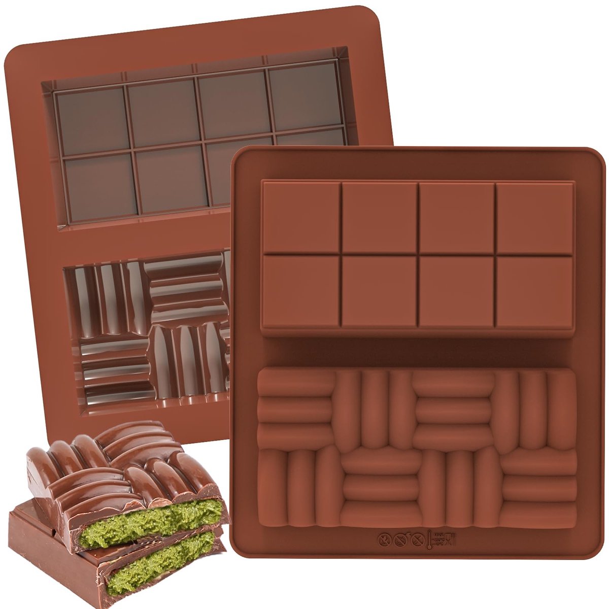 Dailygoods - Kamehame Diepe Chocolade Bar Mallen Siliconen 2 Stks Dikke Chocolade Bar Mould Diepe Chocolade Mallen Candy Bar Mold voor Vullen