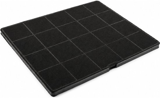 Filtre à charbon noir pour hotte aspirante avec motif en grille.