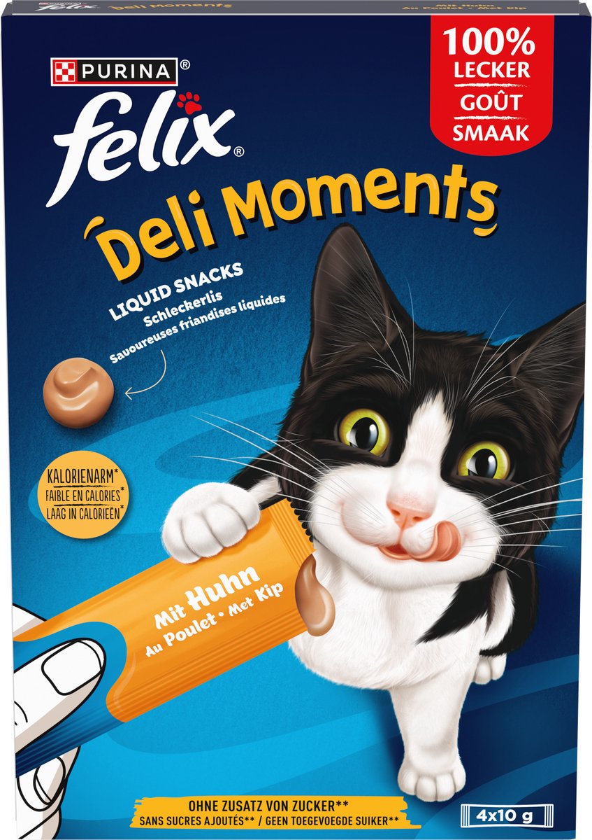 FELIX® Deli Moments™ Vloeibare Lekkernijen voor Katten met Kip 4 x 10 g