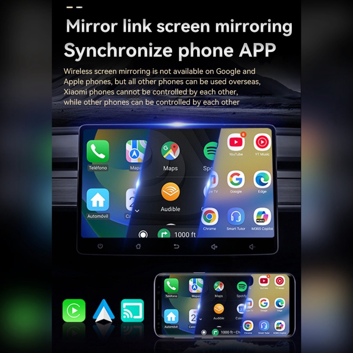 Draadloze CarPlay/Android Auto/Mirror Link Adapter Q1AS - Zwart Tech Blauw Metaal & Glas 3-in-1 — cadeau in Gadgets - foto 8