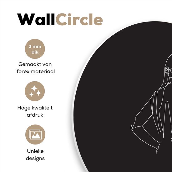 Illustration femme puissante sur fond noir Cercle mural plaque plastique ⌀ 30 cm - impression photo sur cercle mural / cercle vivant (décoration murale)