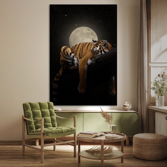 Affiche Tigre - Lune - Etoiles - 120x180 cm XXL