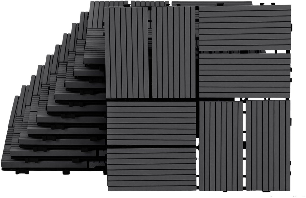 Terrastegels houten tegels 30x30cm 88 stuks Antraciet Terrastegels houten tegels met kliksysteem voor terras balkon