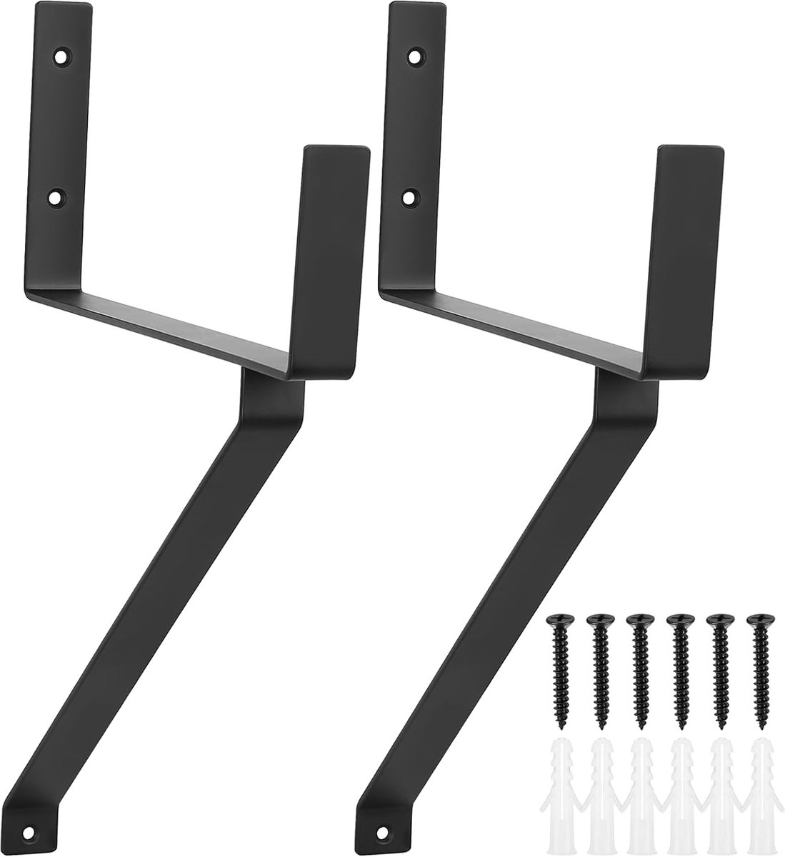 Haken, Montagebeugels voor Garage, Werkplaats, Muurbevestiging Ladderhouder, Draagvermogen 50 kg, Q235 ijzer (zwart)
