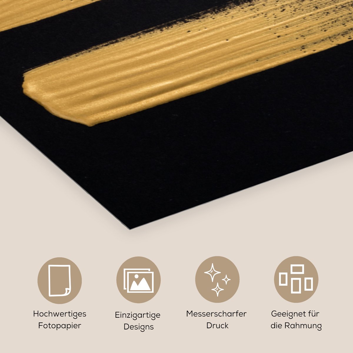 Poster 40x80 cm - Patroon van gouden verf op een zwarte achtergrond - Posters - Kamer deco