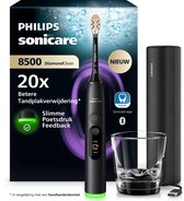 Philips Sonicare Next-Generation DiamondClean 8500 Elektrische Tandenborstel - Slimme Poetsdruksensor, 18 Poetsinstellingen, Oplaadreisetui & Oplaadglas - Zwart - HX8513/12