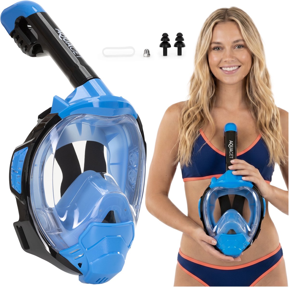 Aquaget® Snorkelmasker - Duikmasker - Duikbril - Snorkel - Face Masker - L-XL