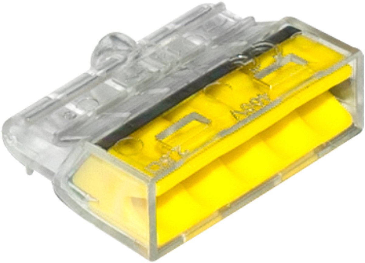 EPM PROF Serie - Transparante Snelkoppeling - 5 Poorten - Geel - 0,5-2,5 mm²