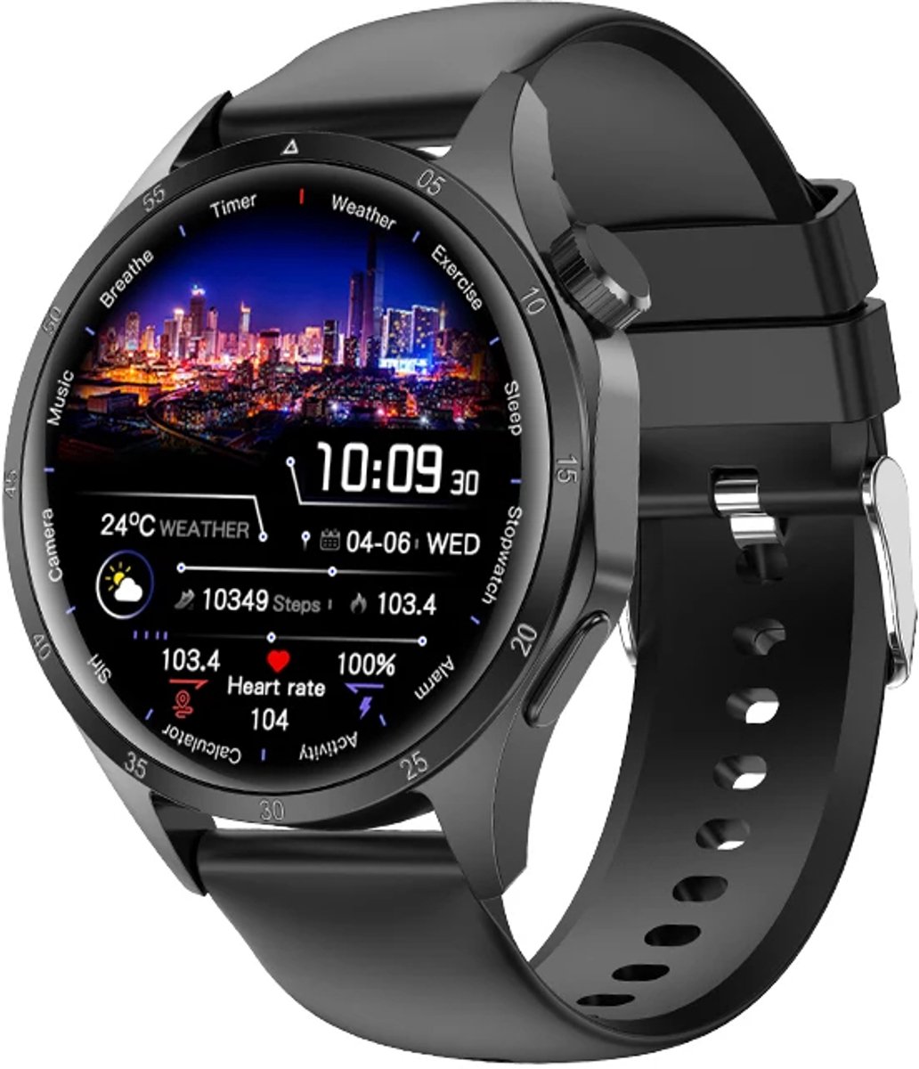 WizBay Premium Select® Smartwatch 1.52 Inch – Business Black – HD IPS Display – Bluetooth Bellen – FitCloud Pro – Sport & Gezondheid