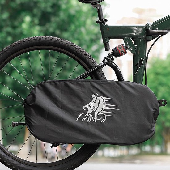 Fietskettingbeschermer - Kettingkast fiets - Fiets schoonhouden - Scheurvast polyester - 68.5 x 30.5 cm - Zwart — afbeelding 2
