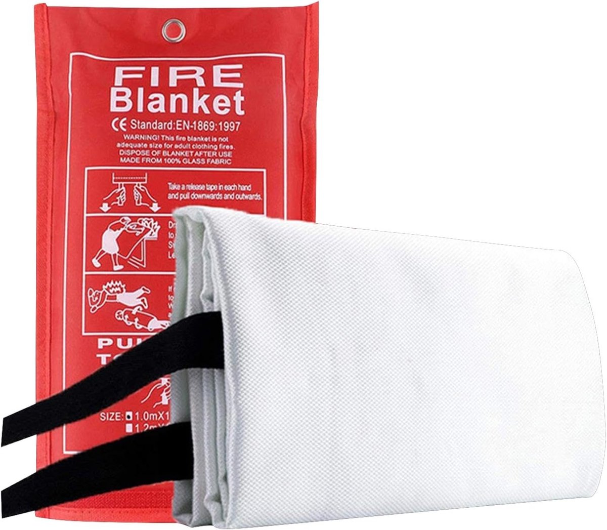 Brandblusser Deken - Brandwerende Mat - Kleine Branden Blussen - Hittebestendig 550°C - 100 x 100 cm - Wit