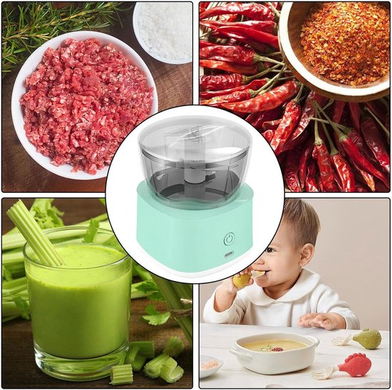 Mini Keukenmachine - Keukenmolen Hakapparaat - Maaltijden Bereiden - Antislip Beveiliging - 1.0 Aantal - Groen van MINI — afbeelding 5