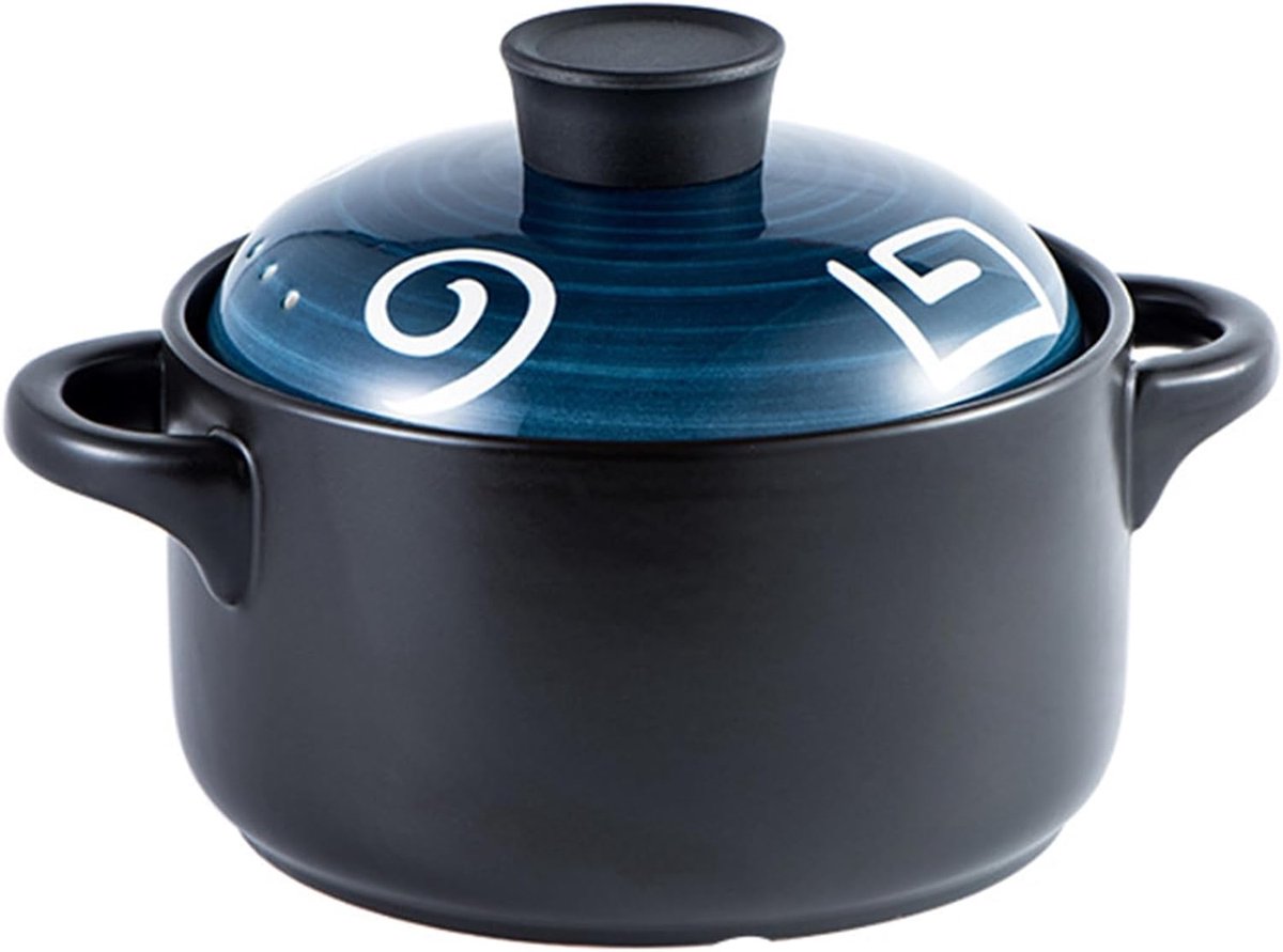 Keramische Stoofpan - Aardewerken Soeppan - Langzaam Koken - Gelijkmatige Warmteverdeling - 2.5L - Blauw