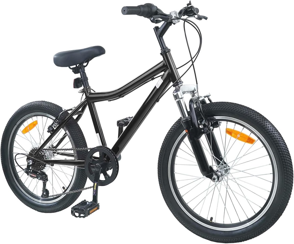 Kinderfiets - Jongensfiets Meisjesfiets - Veilig Fietsen - Traploos Verstelbaar - 20 inch - Zwart