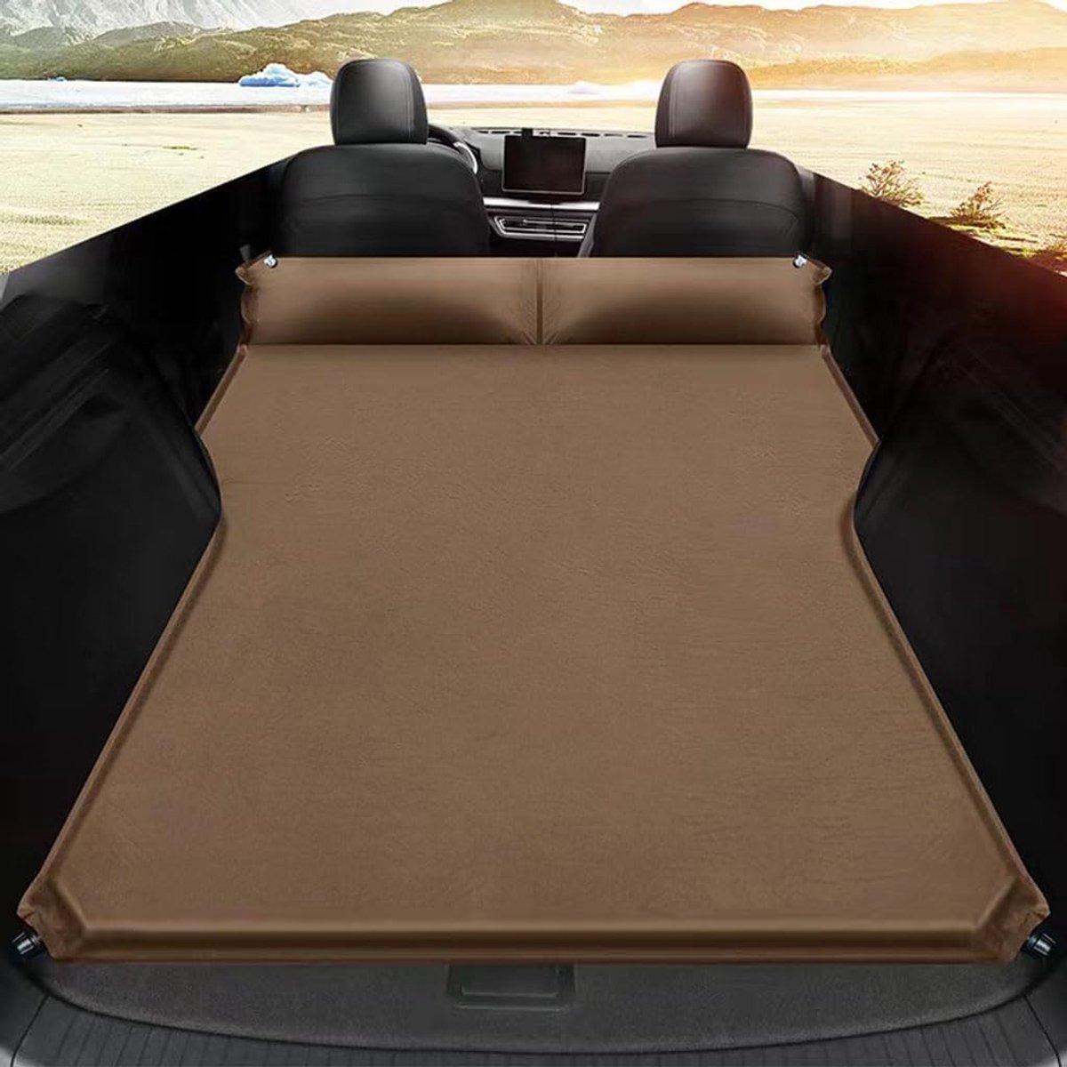 Luchtbed Auto - Matras Kamperen - Reizen Comfortabel - Snel Opblaasbaar - 100x135 cm - Bruin