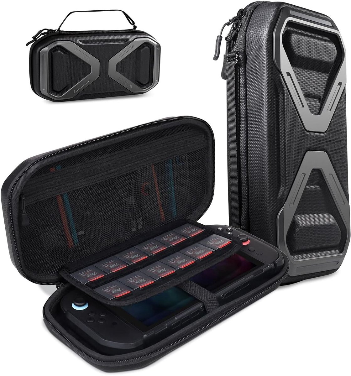 SUPCASE Opberghoes Geschikt voor Nintendo Switch 2 - Beschermhoes Game Card Organizer - Travel Case - Opbergruimte 24 Gamecards, SD Kaarten, Oplader, Joy Cons - Hoesje met Ritssluiting - Zwart