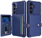 Étui Portefeuille Adapté pour Samsung Galaxy S26 Plus - Back Cover avec Porte-Cartes - Housse de Téléphone pour Carte Bancaire - Porte-Cartes sur le Dos - Coque avec Aimant Blauw