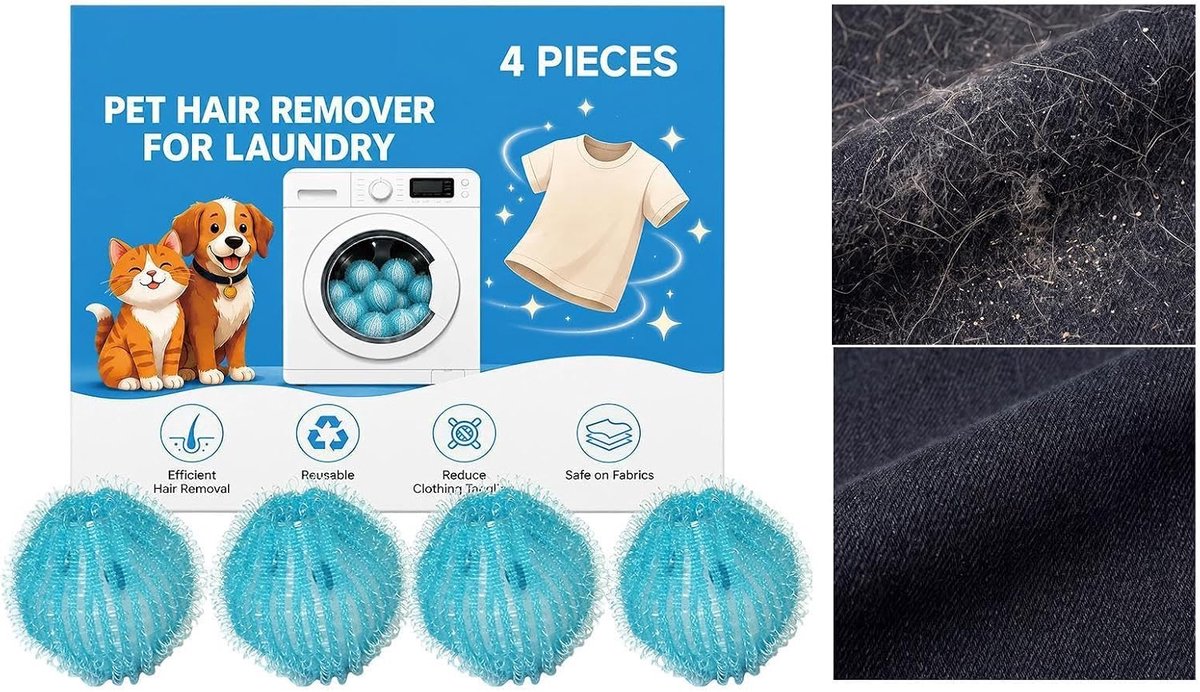 Dierenhaarverwijderaar - Pluisvanger Was - Kleding Reinigen - Vangt Haren Op - 4 Stuks - Niet Gespecificeerd