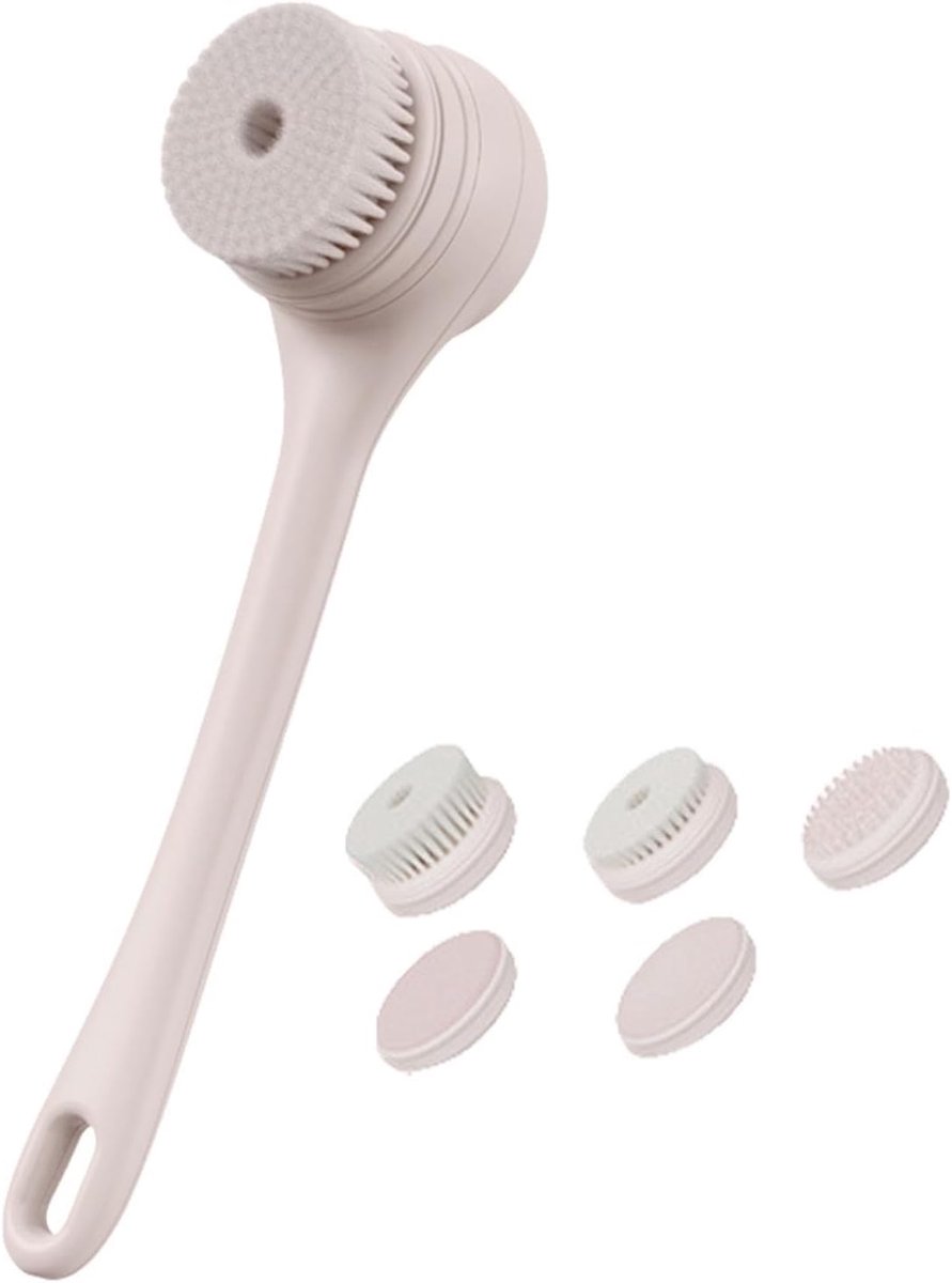 Elektrische Badborstel - Lichaamsborstel Douche - Huid Reinigen - Dubbele Handgreep - 40 cm Lengte - Groen Wit