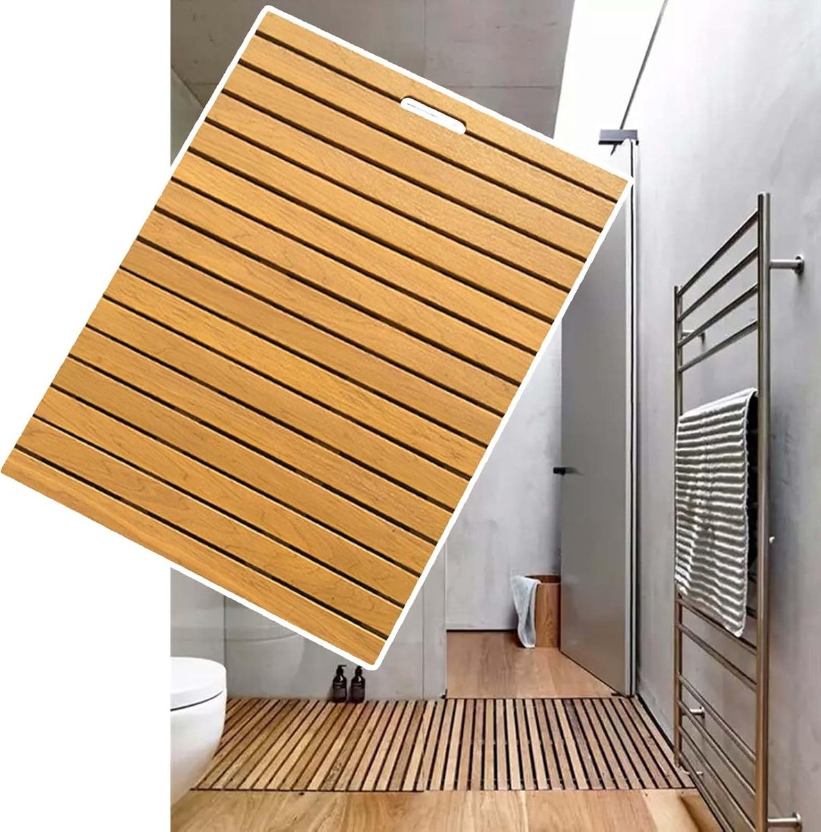 Douchemat Hout - Badkamer Platform - Veilig Douchen - Natuurlijk Massief Hout - 80x120cm - Natuurlijk