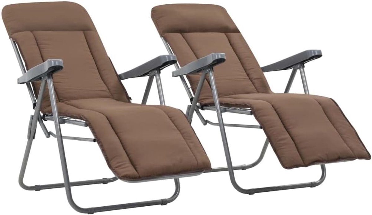Tuinstoelen set - Lounge stoelen - Buiten ontspannen - 5-voudig verstelbaar - 58 x 73 x 107 cm - Bruin