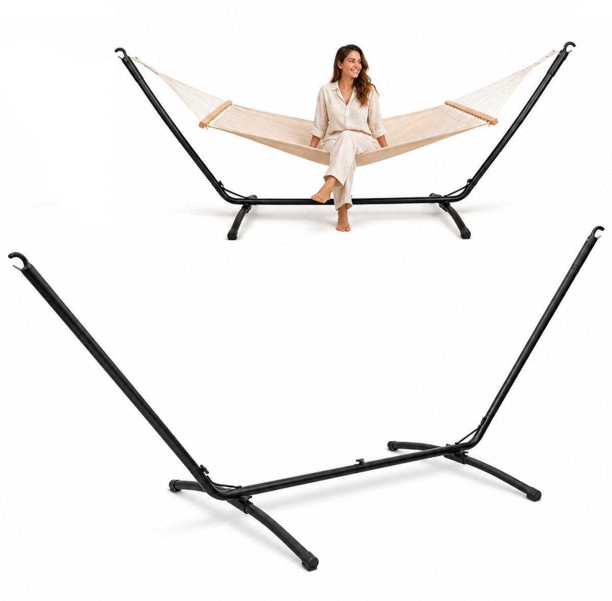Tot 120kg: Hangmat Standaard Buiten - 310x100 Metalen Frame -Hangmatstandaard voor Tuinhangmat
