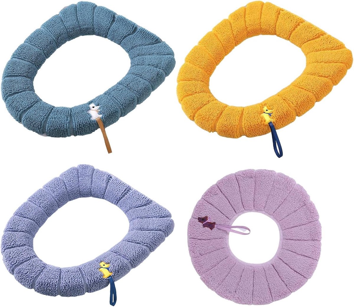 Wc-brilhoezen - Zachte matten - Warmte en comfort - Wasbaar en duurzaam - Set van 4 - Modieuze kleuren