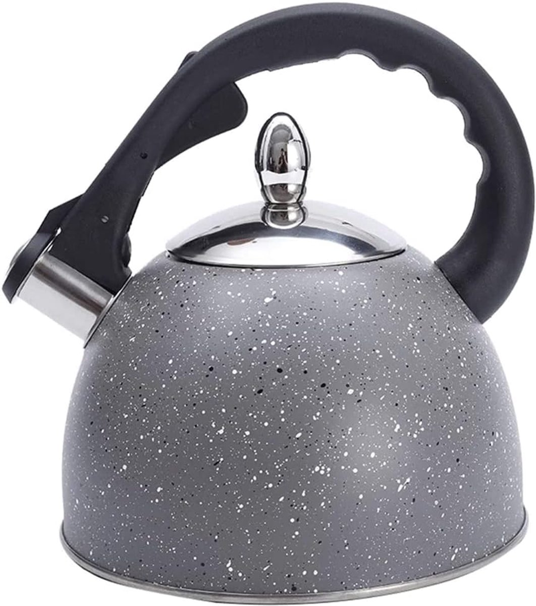 Waterkoker met Fluitje - Theeketel Roestvrij Staal - Water Koken - Hittebestendige Handgreep - 3L Capaciteit - Grijs