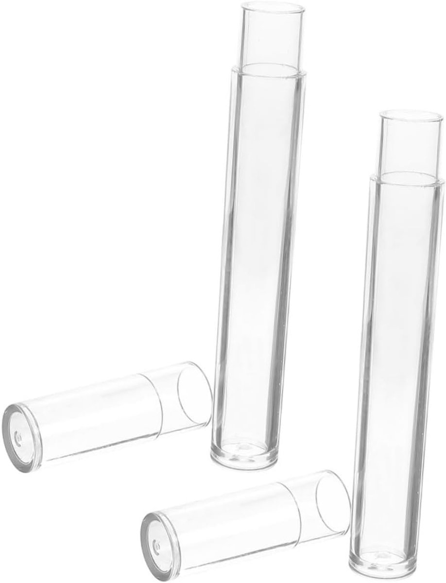 Plastic Tweezer Buizen - Opbergkokers Reis kokers - Tweezer Opbergen - Kindveilige Sluiting - 15 cm Lengte - Transparant
