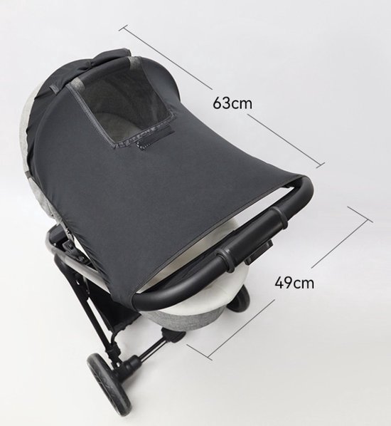 Kinderwagen Zonnescherm - Zonnedoek Kinderwagen - Zonnedoek buggy - Zonnedoek Wandelwagen - Zonnekap - Zonnedoek - Met kijkvenster - Buggy accessoire - Waterdichte, UV-werende - Parasol - voor kinderwagen - zwart van Merkloos — afbeelding 5