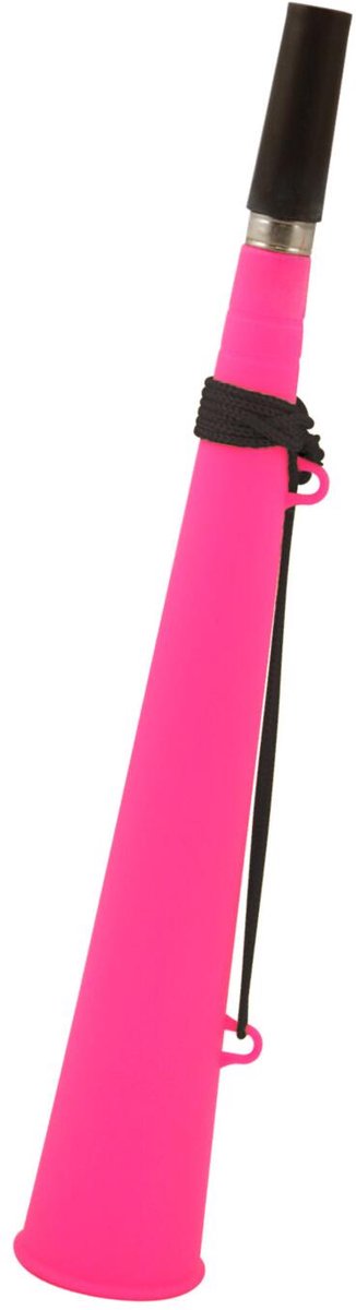 Henbrandt feest / party blaas toeters - set 1x stuks - neon roze - 37 cm - feestartikelen verjaardag - geluidmakers - hoorns - supporters
