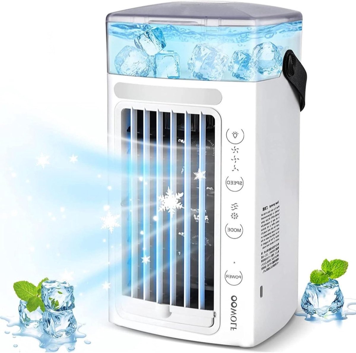 Luchtkoeler - Ventilator Airco - Persoonlijke Koelte Creëren - 4-in-1 Multifunctioneel - 12x14x26cm - Wit