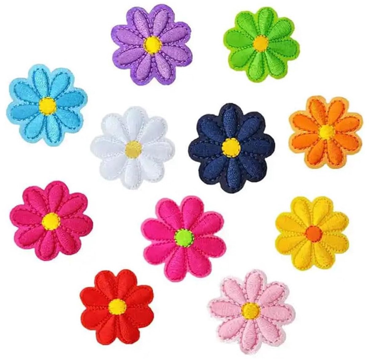 carmdering - Strijkbare Patches - Borduurpatches - Bloempatches - 22 stuks, 11 kleuren, 4,2x4,2cm, strijkbaar of naaibaar - Voor jeans & jassen - Reparatie & decoratie