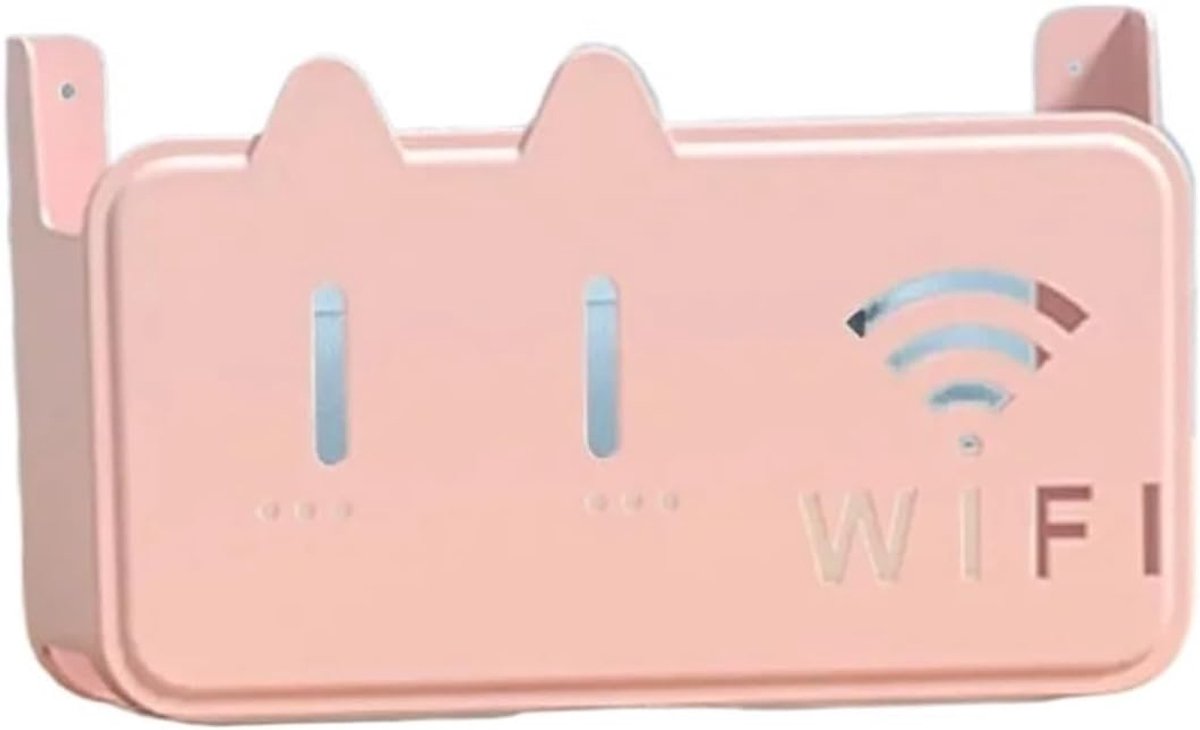 Router Opbergdoos - Netwerk Organizer - Ruimte Organiseren - Wandmontage Ontwerp - 24 x 6 x 15 cm - Roze Kitten
