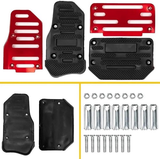 Pedaal Covers Set - Rem Gas Pedaal - Verbeterde Grip - Antislip Ontwerp - Universele Pasvorm - Rood — afbeelding 5