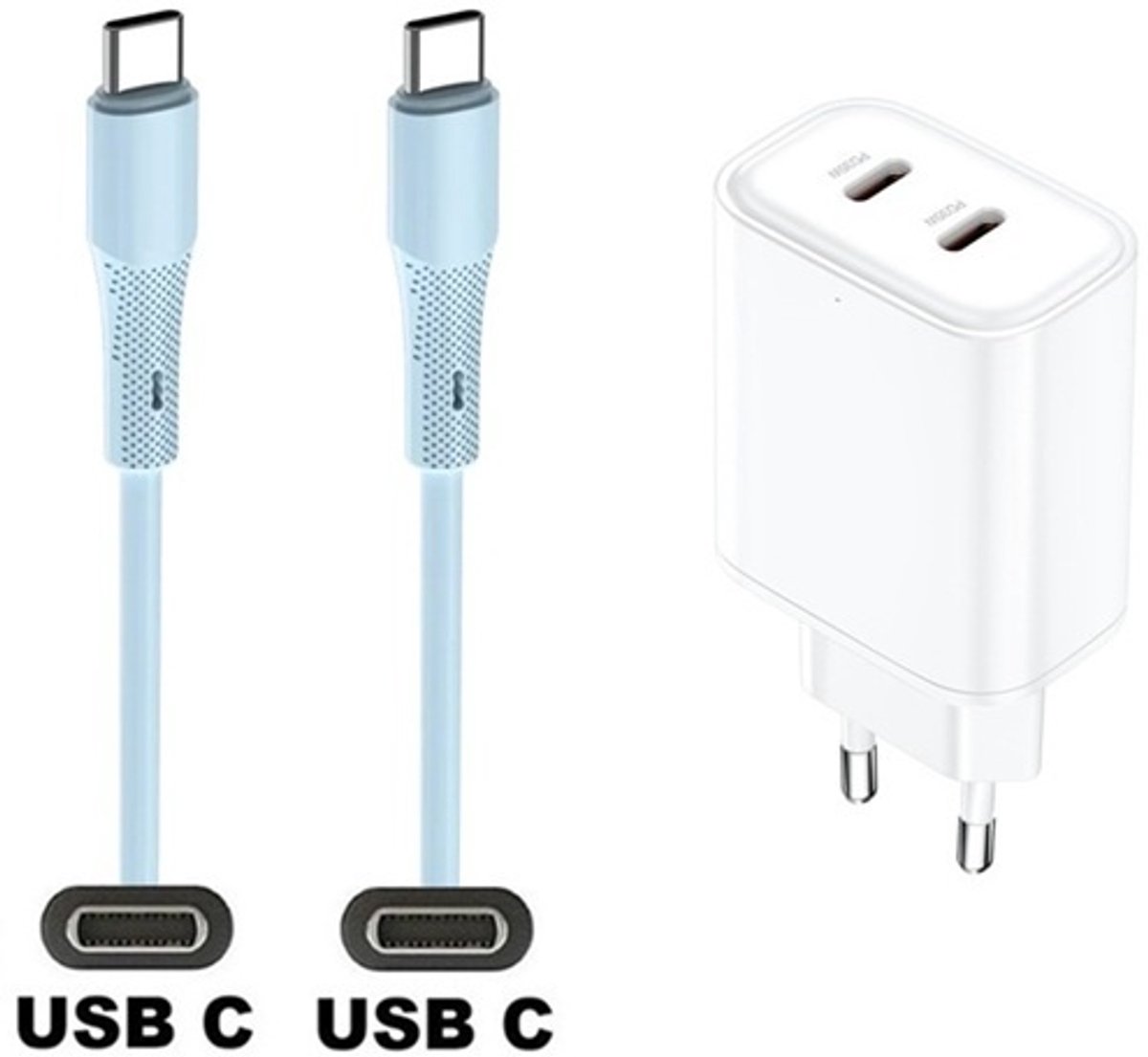 35W super snellader met 2 poorten USB C en USB C + 1,0m USB C naar C kabel. Universele PD lader. Oplader adapter past op Google Pixel 1, 2, 2XL, 3, 3XL, 3a, 3a XL, 4, 4XL, 4a, 5, 5a, 6a, 7, 7 Pro, 8, 8a, 8 Pro, 9, 9 Pro, 9 Pro XL, 9 Fold, C, XL